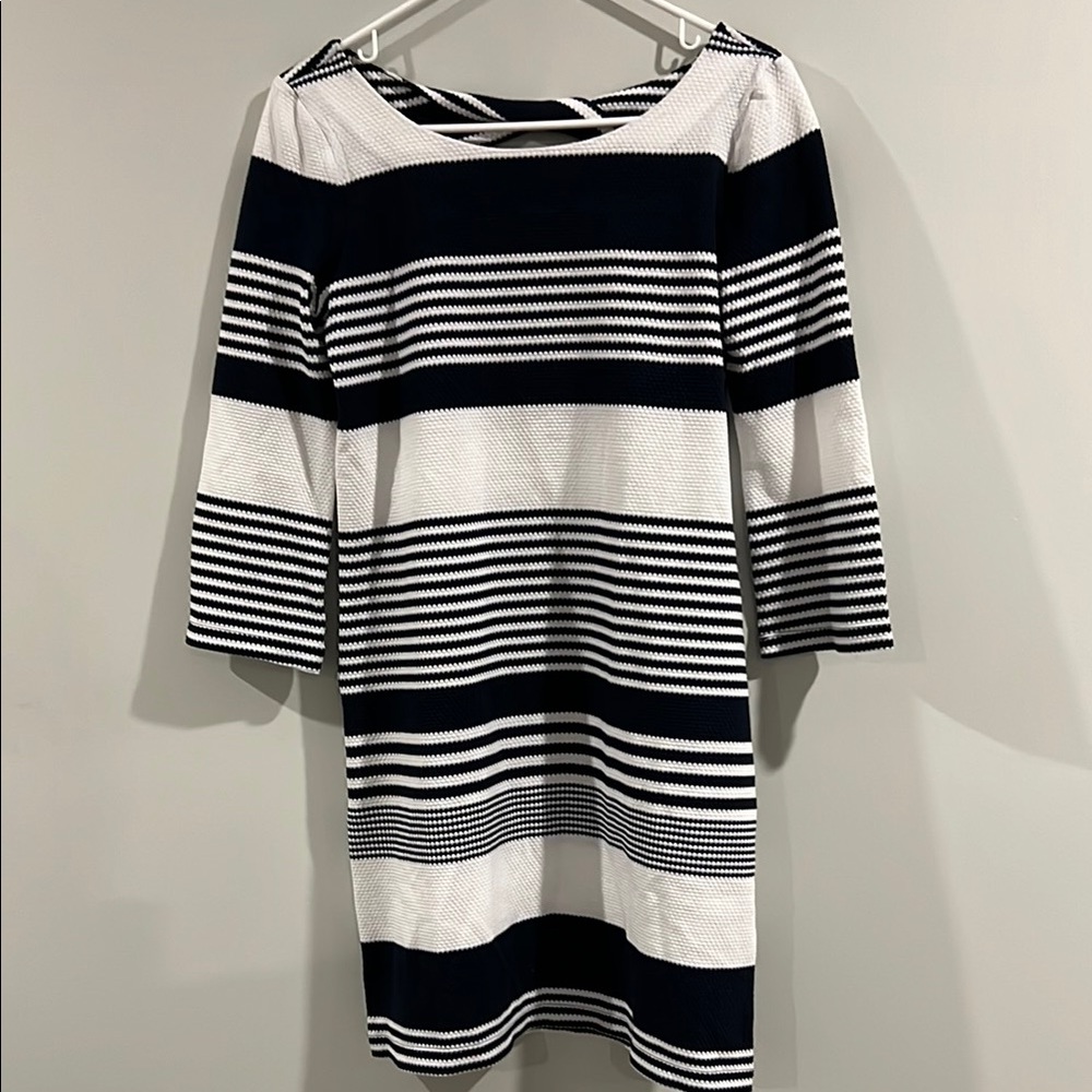Lilly Pulitzer Bay Dress in True Navy Coconut Stripe Jacquard, Size S (NWT)